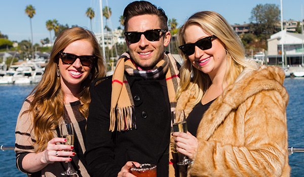 One dashingly handsome man with two girls on each side